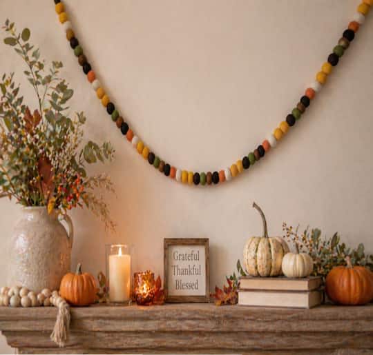 6ft. Fall Wool Pom Pom Garland by Ashland®